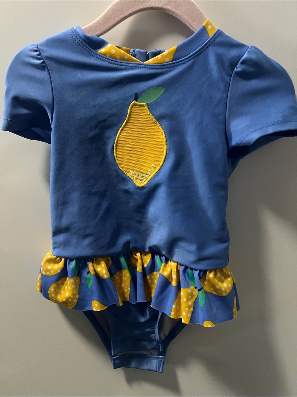 Cat & Jack Blue and Yellow Lemon One-Piece toddler Swimsuit